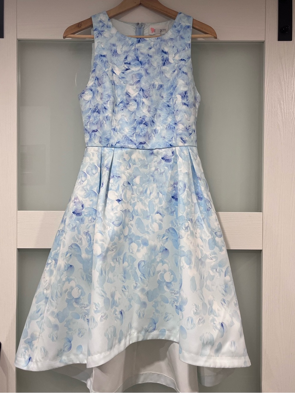 Blue Ombré Floral High-Low Dress